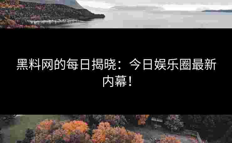 黑料网的每日揭晓：今日娱乐圈最新内幕！